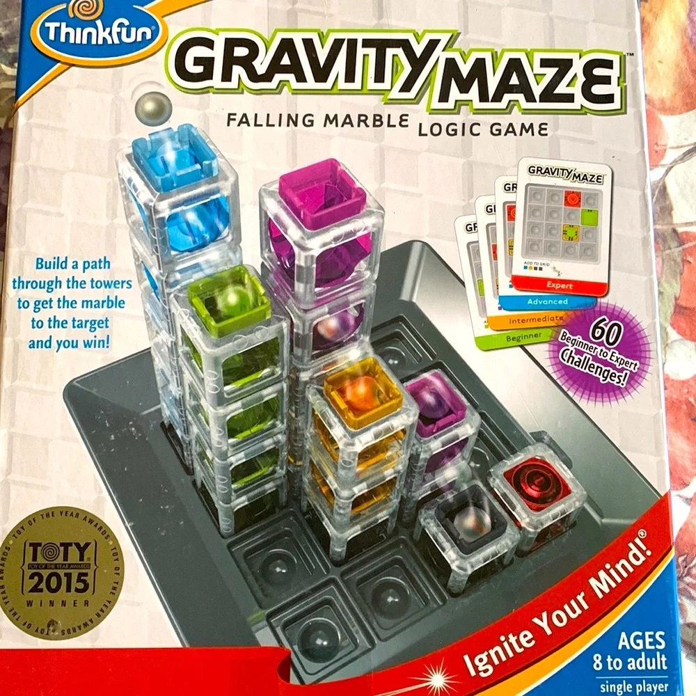 Thinkfun Gravity Maze falling marble logic game Ages 8 to adult EUC